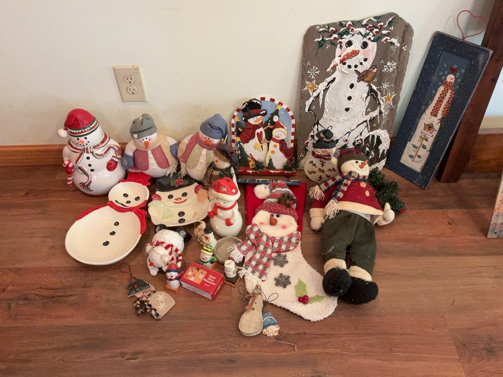 Snowman Figurines, Decor, and Plates