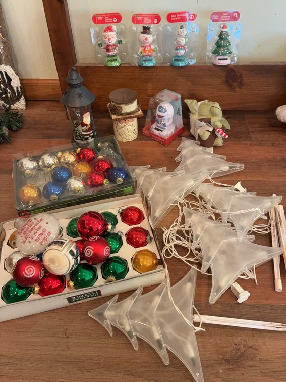 Christmas Ornaments, Lights, Solar Decor Lot