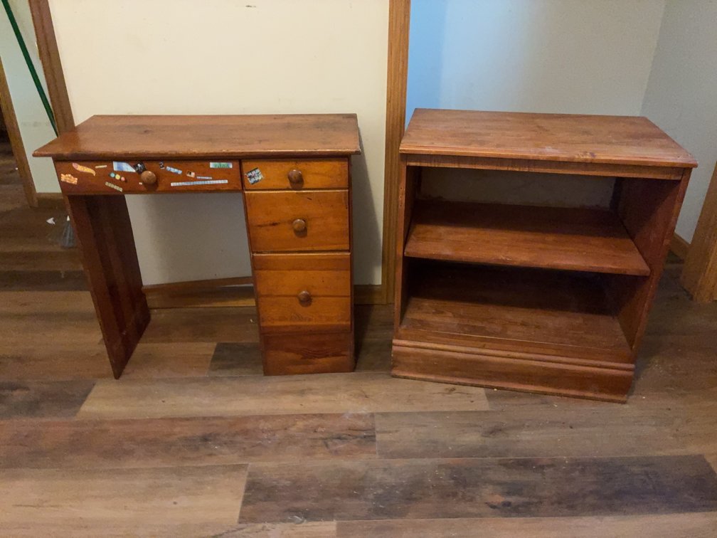 Wood Desk and Bookcase Set 30" High, 2 Pieces