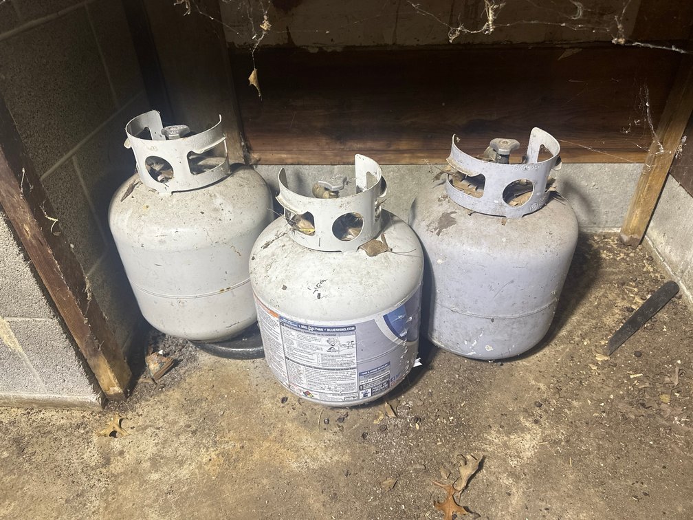 Three 20 lb Steel Propane Gas Cylinders