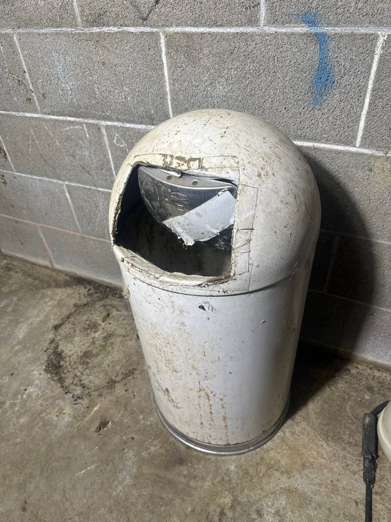 Rubbermaid Dome Top Trash Can, Damaged