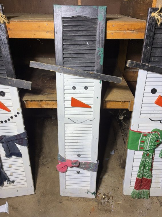 Pair Decorative Snowman Shutter Figures 52x12 in