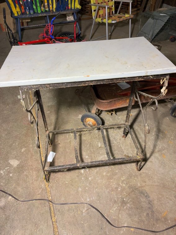 Metal Utility Cart With White Top, 31x25x14 Inches
