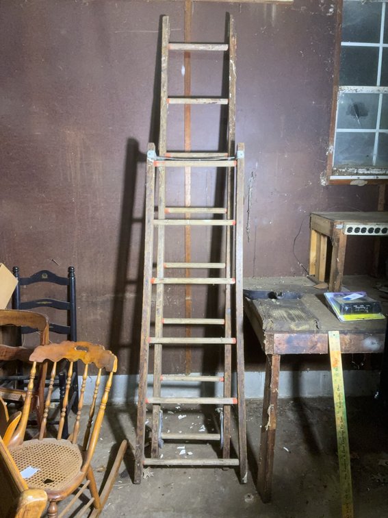 Wooden Step Ladder With Metal Hinges