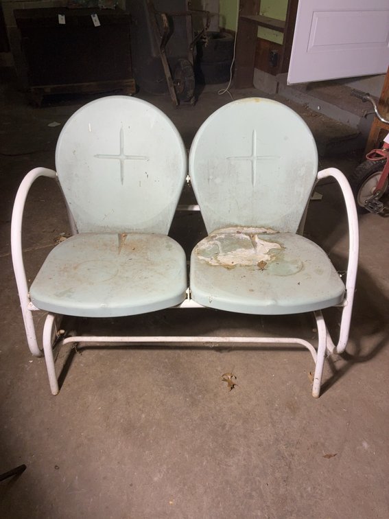 Metal Two-Seat Glider Bench White Frame 24x30x15