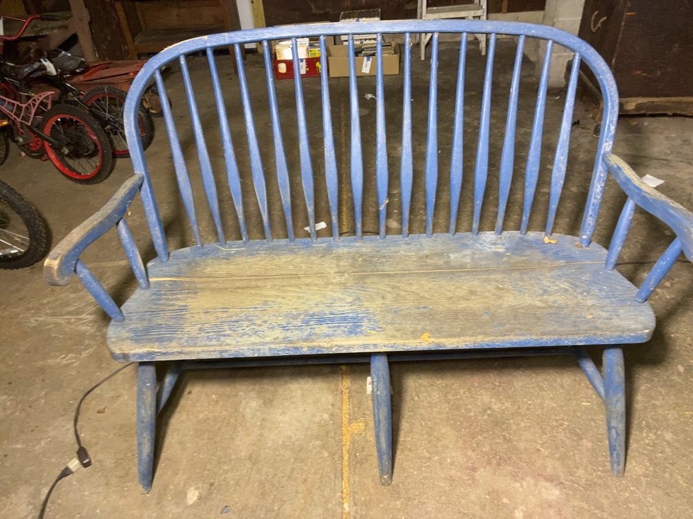 Blue Wooden Windsor-Style Bench 51" Wide
