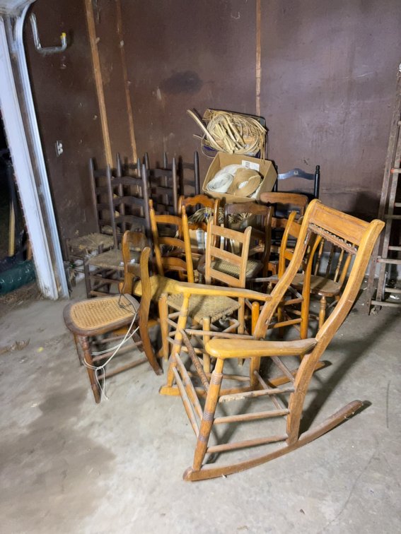 Ladder-Back Chairs With Repair Supplies