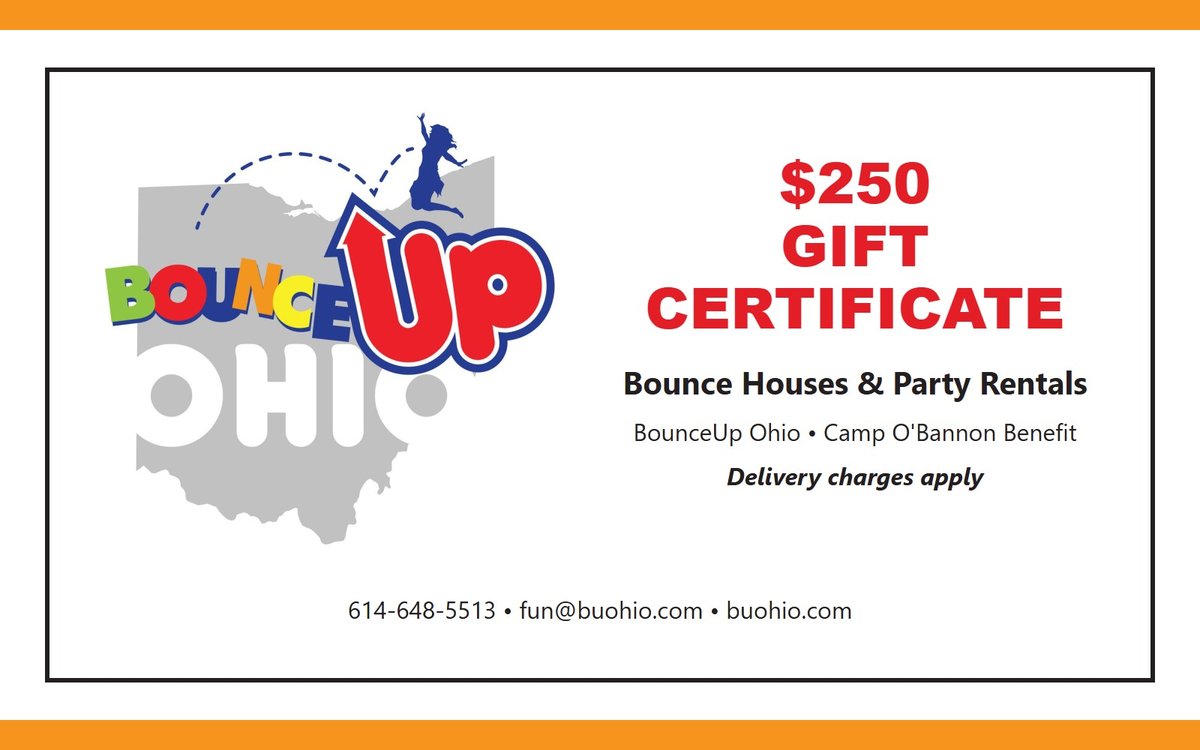 $250 Gift Certificate - BounceUp Ohio Bounce House & Party Rentals ($250 Value)