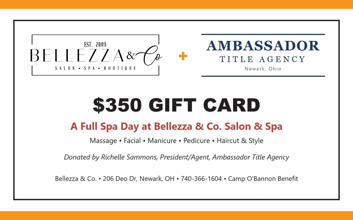 $350 Spa Day Gift Card - Bellezza & Co. Salon & Spa, Donated by Ambassador Title Agency ($350 Value)