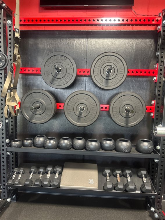 Sorinex Gym Weight Storage Rack with Plates, Dumbbells, and Accessories