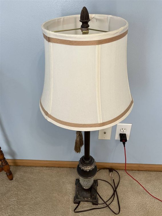 Table Lamp with Fabric Shade and Metal Base