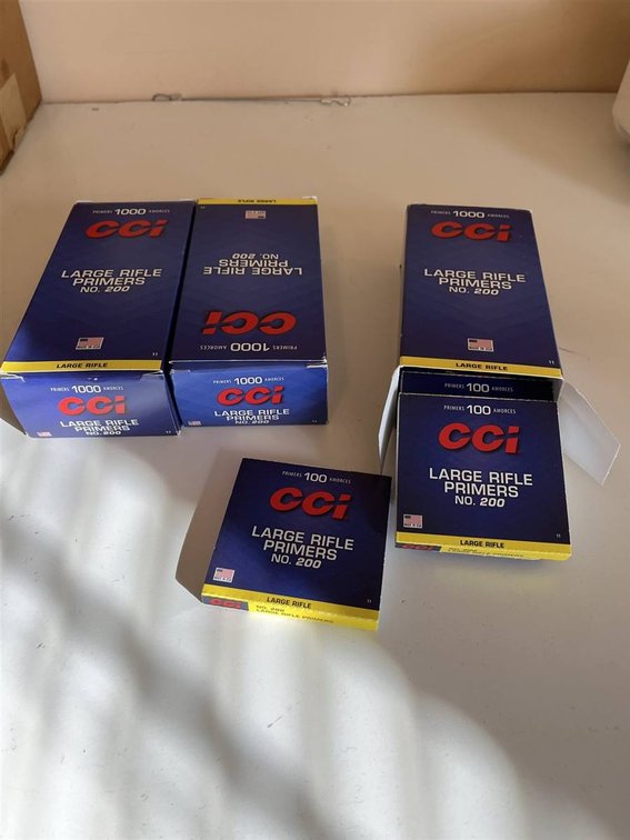 CCI Large Rifle Primers No. 200, 5 Boxes