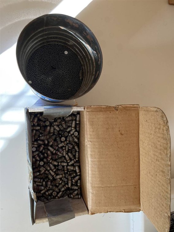 Cast Lead Bullets and Tin of Shot