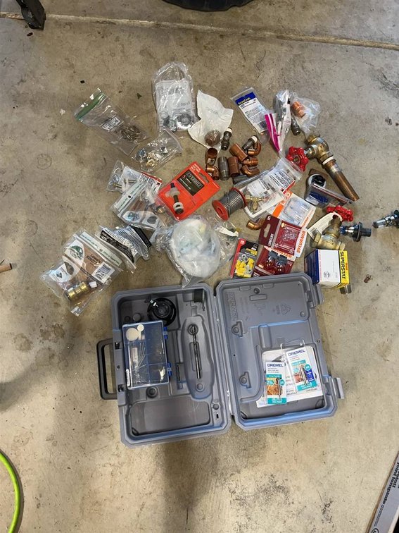 Plumbing Fittings Lot With Dremel Accessories