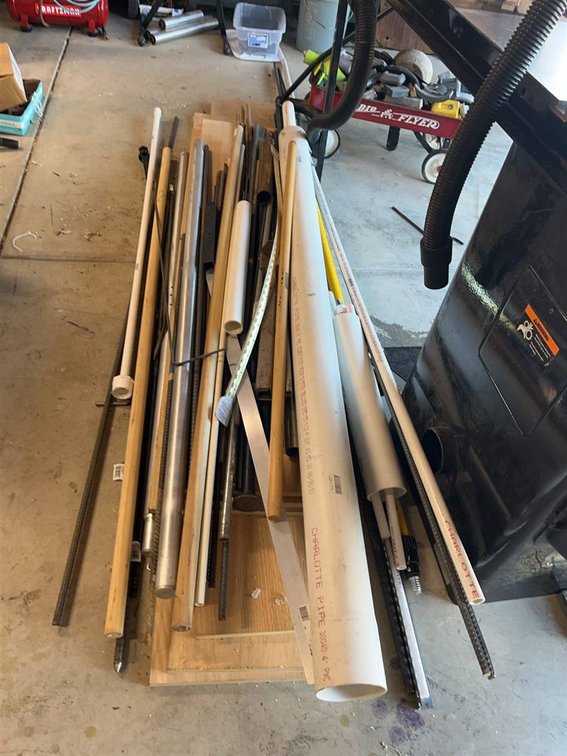 PVC Pipes, Metal Rods, and Lumber Lot