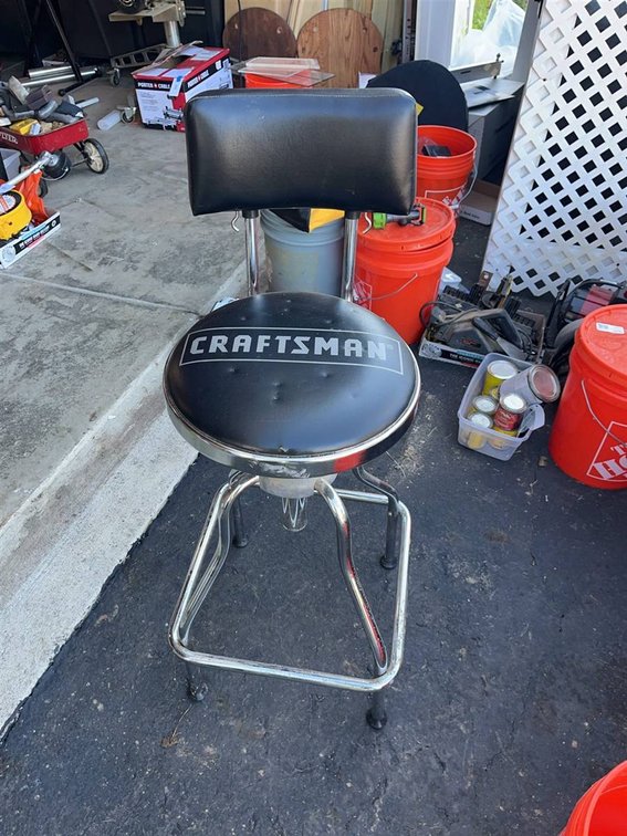 Craftsman Swivel Shop Stool With Backrest