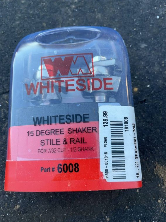 Whiteside 15° Shaker Stile & Rail Router Bit Set
