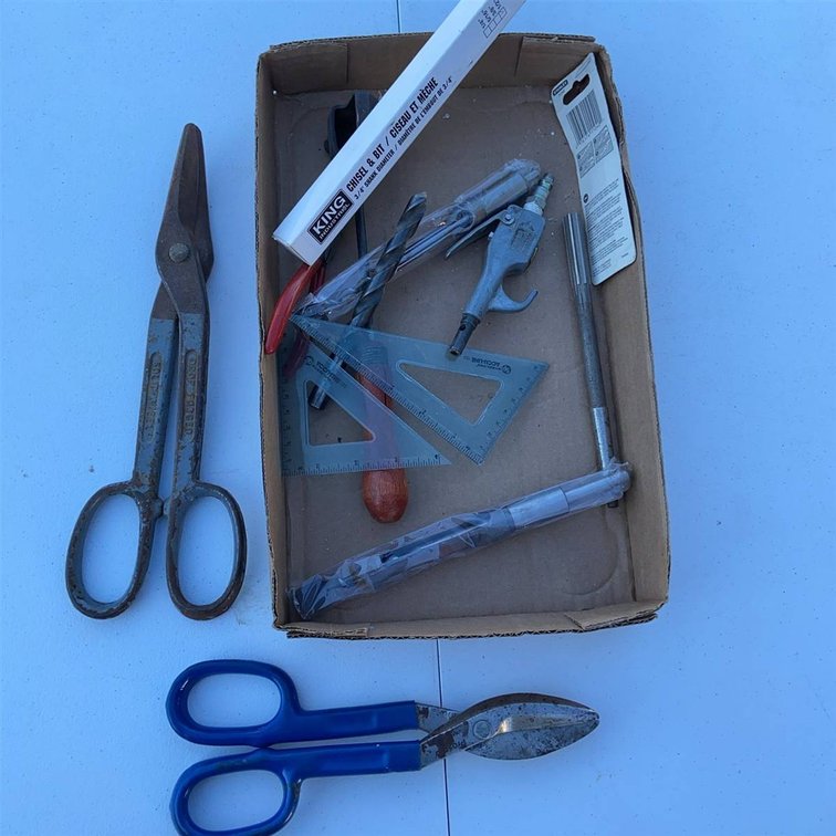 Hand Tool Lot With Shears And Squares