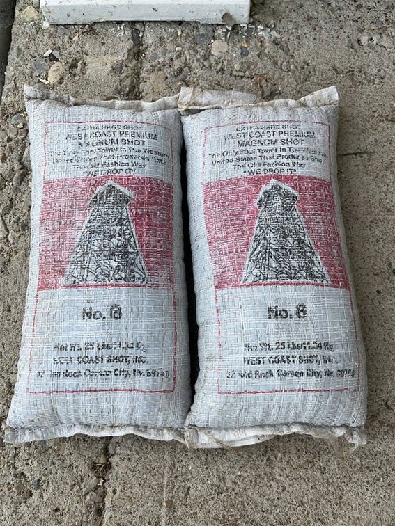 2 Bags No. 8 West Coast Magnum Shot, 25 lb Each