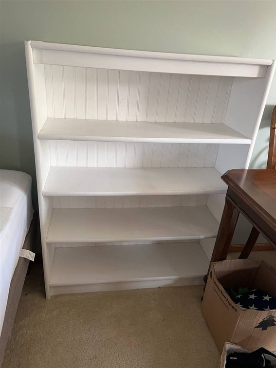 White Wood Bookcase 37.5"W x 11.5"D x 47.5"H