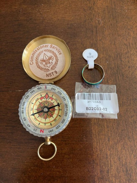 NST 9 Brass Compass and Size 9 Colorful Ring