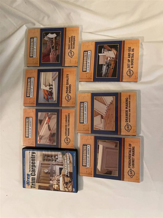 7 Woodworkers Guild DVDs & Kreg Trim Carpentry