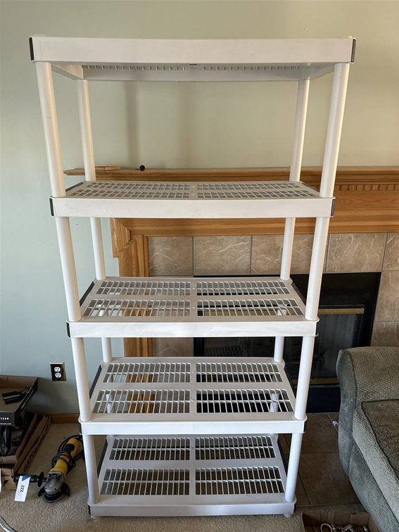 Five-Tier White Plastic Utility Storage Shelf