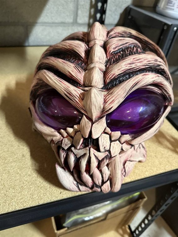 BSS BYBS 1999 Alien Skull Mask Latex Purple Eyes