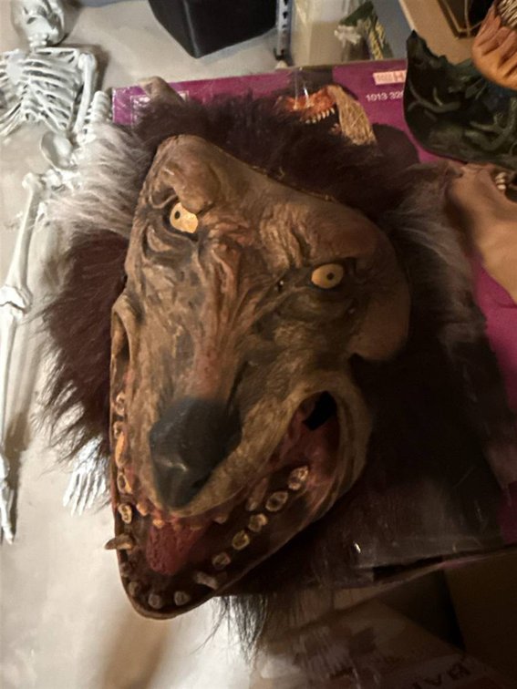 Latex Werewolf Mask with Faux Fur Mane