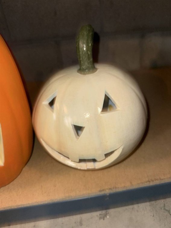 Ceramic White Jack-o'-Lantern Pumpkin Decor