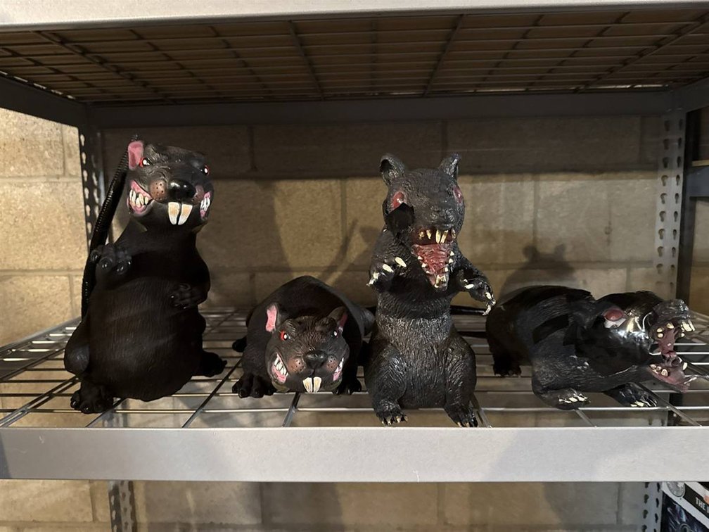Four Large Plastic Rat Figures
