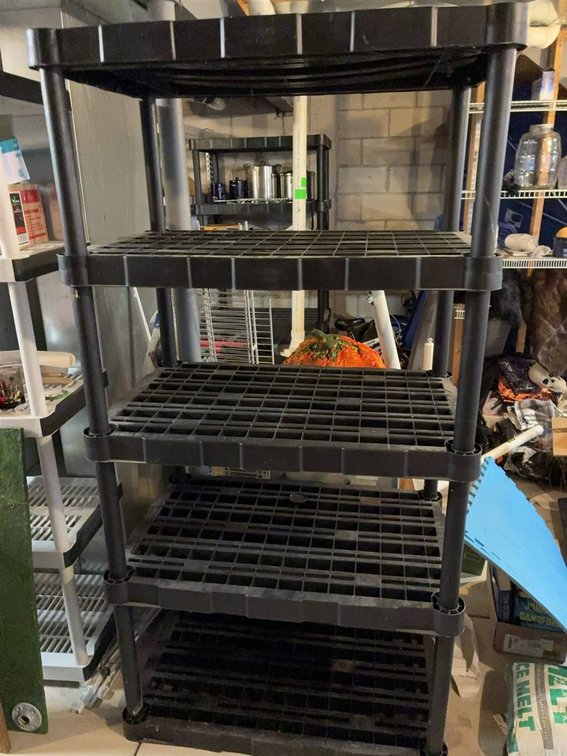 Plastic Shelving Unit, 5 Shelves, Black
