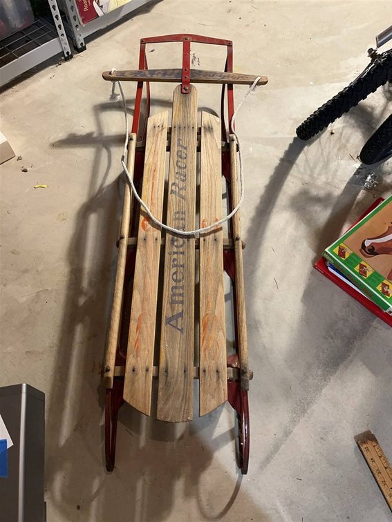 American Racer Wood And Metal Snow Sled