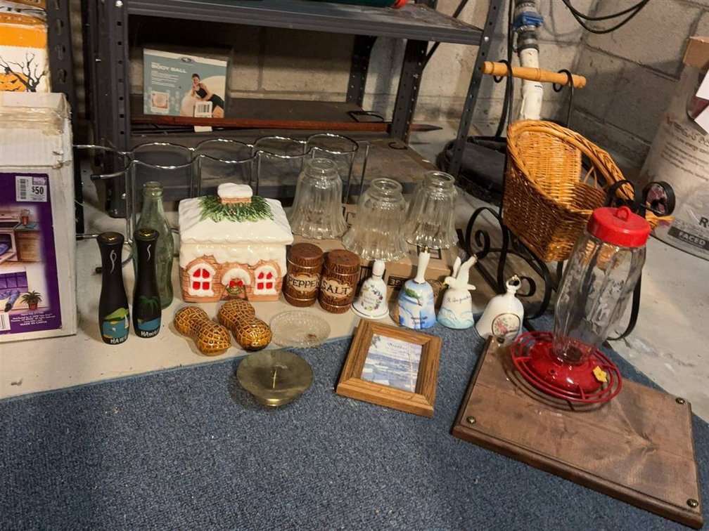Lot: Kitchenware, Bells, Cookie Jar, Shakers