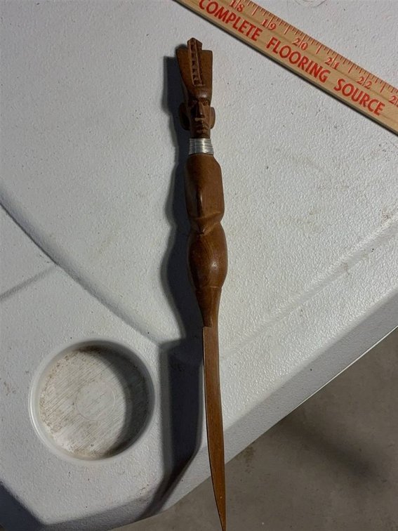 African Hand-Carved Wooden Letter Opener