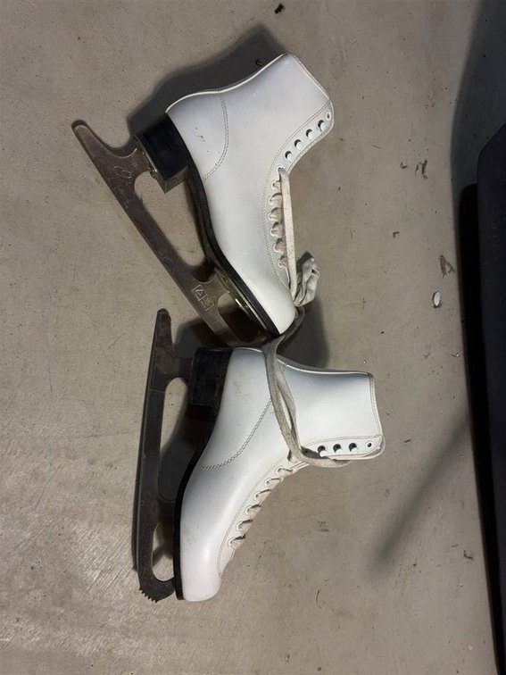 White Leather Figure Skates, Size 5, China