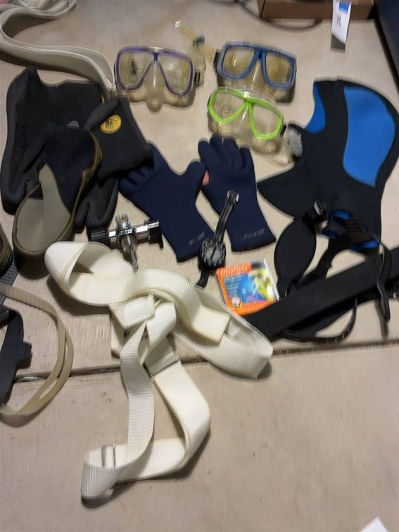 Scuba Diving Gear Lot: Masks, Gloves, Boots