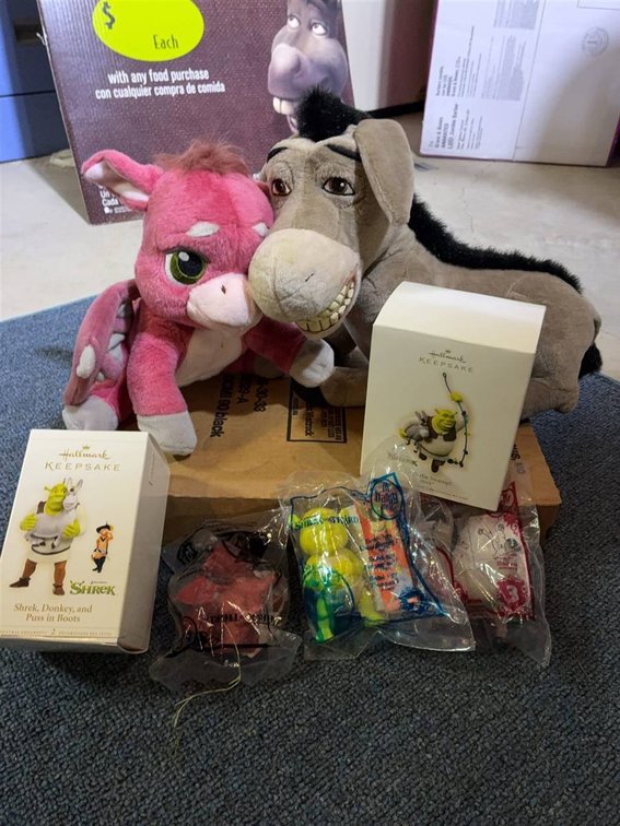 Shrek Plush, Hallmark Ornaments, McDonald's Toys
