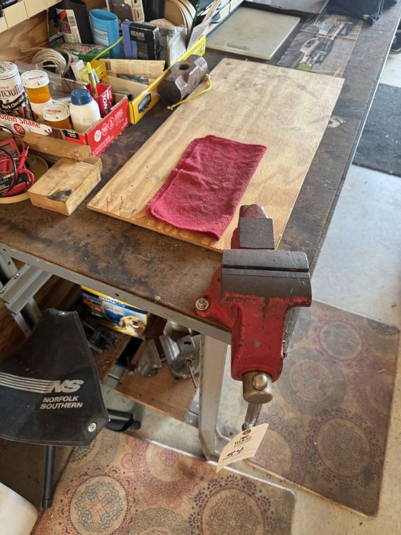 Metal Work Bench With Vise and Contents Not Tagged