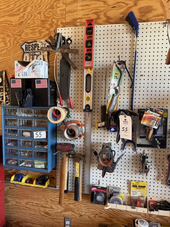 Peg Board Full of Misc. Items Items Every Shop Needs (See Pictures)