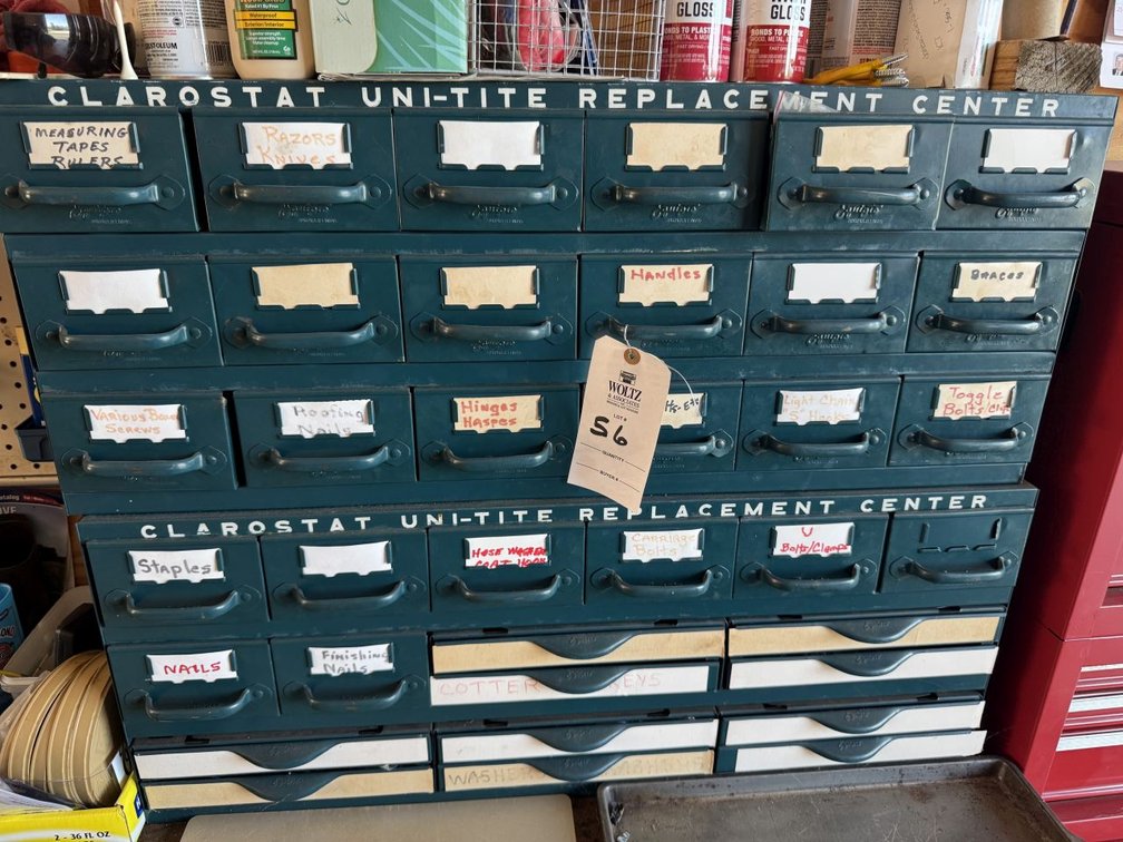 Clarostat Uni-Tite Replacement Center Cabinet With Contents in Drawers and On Top