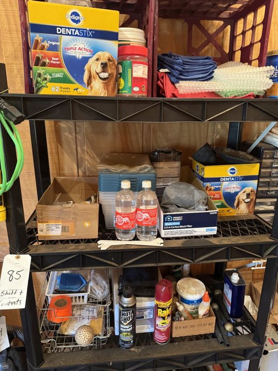 Black Plastic Shelf and Contents