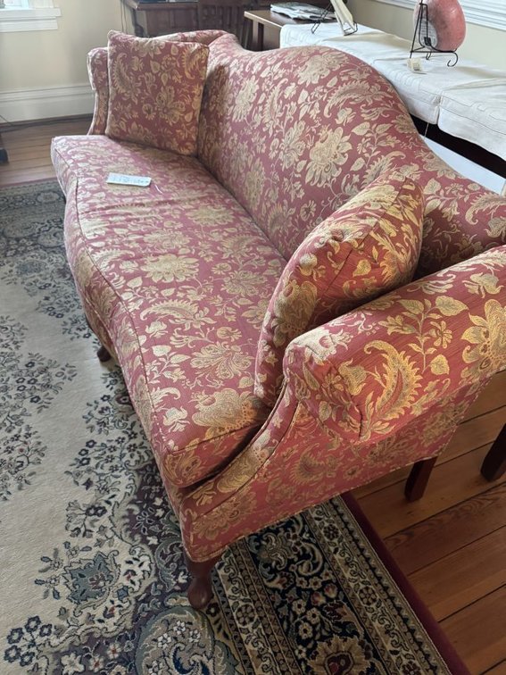 Couch with Wooden Legs and Coffee Table