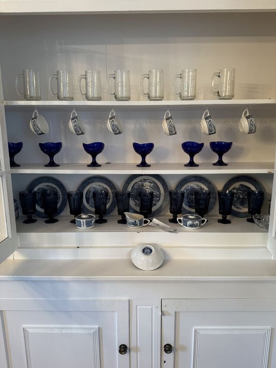 All Blue & White Dishes Remaining in Dining Room