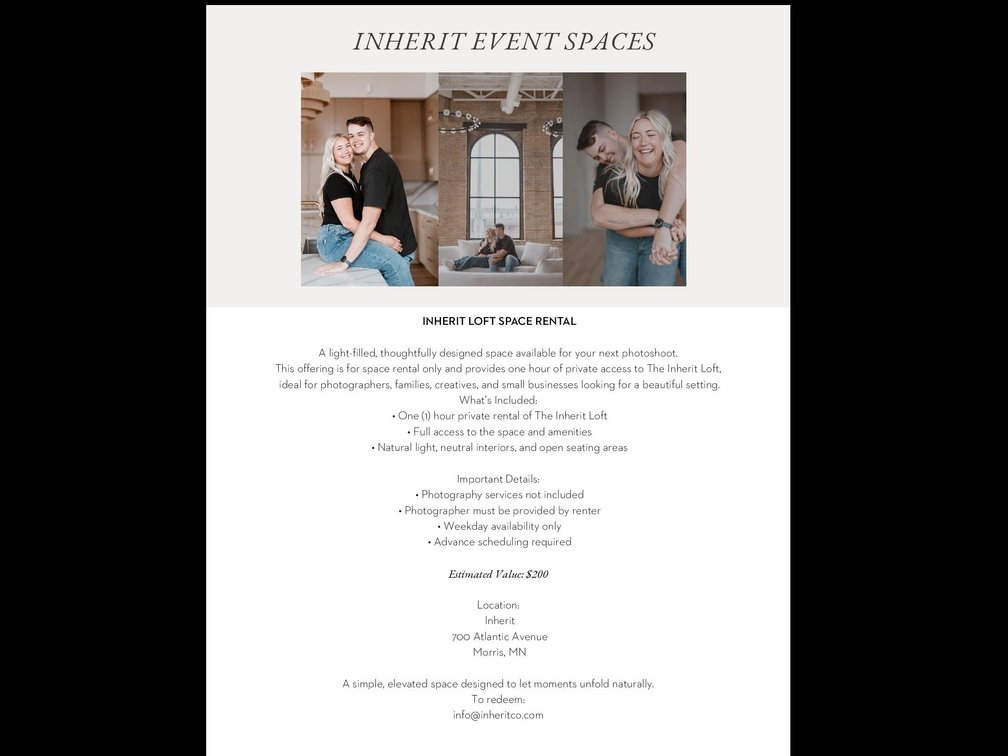 Inherit Loft Space Rental
