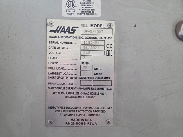 Image for HAAS VF-5/40XT VERTICAL MACHINE CENTER