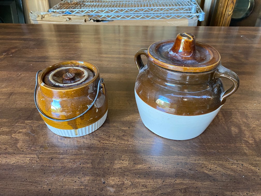 2 VINTAGE BEAN POTS