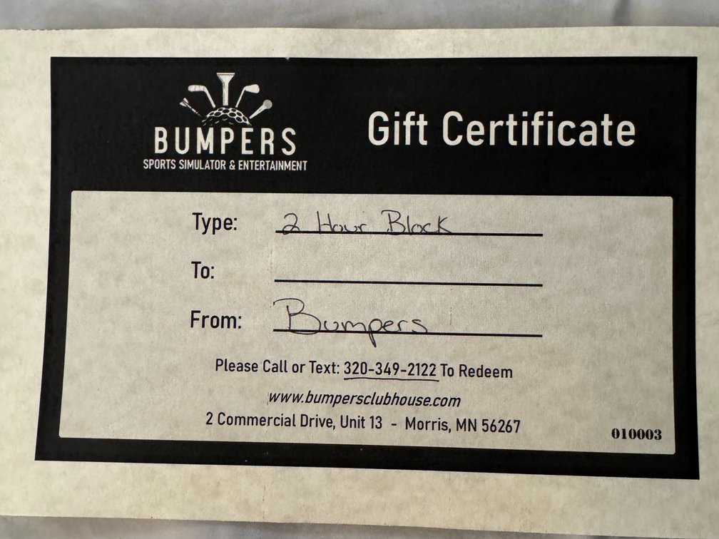 Bumpers Sports Simulator: 2 Hour Block