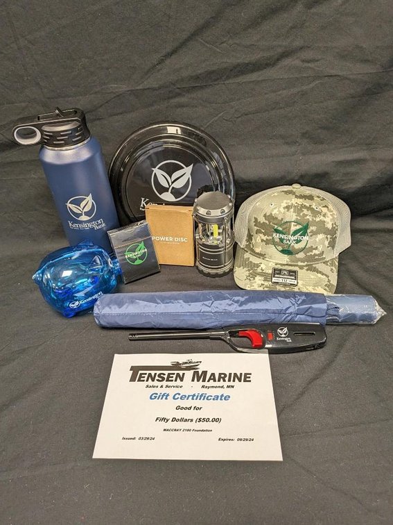TENSEN MARINE $50 GIFT CERTIFICATE. KENSINGTON BANK SUMMER FUN ITEMS.