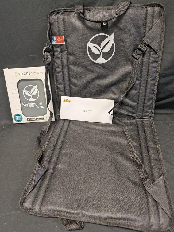 WALT'S 6 MONTH VIP WASH CLUB CERTIFICATE. KENSINGTON BANK PORTABLE CHAIR AND ROCKET BOOK SMART NOTEBOOK.